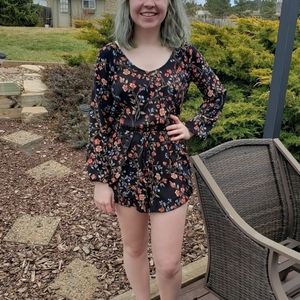 Black floral romper